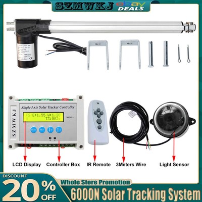LCD Single Axis Solar Tracker +18'' 6000N Linear Actuator +Electronic Controller