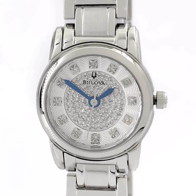 Pre-owned Bulova Women's Watch Highbridge Silver Tone Diamond Dial Steel Bracelet 96p143