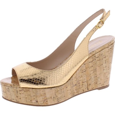 

Женские золотые босоножки на танкетке Riveria Stuart Weitzman 7.5 Medium (B,M) BHFO 3162, Rose gold, Riveria