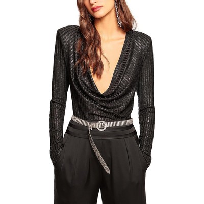 Женская драпировочная блузка Carolina с металлическим воротником-стойкой Ramy Brook, топ BHFO 8039