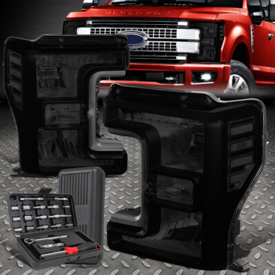 ДЛЯ 17-19 FORD F250 F350 F450 F550 СВЕРХПРОЧНЫЕ ТОНИРОВАННЫЕ ФАРЫ + НАБОР ИНСТРУМЕНТОВ