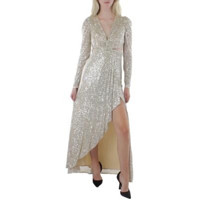 Pre-owned Mac Duggal Ieena For  Womens Sequin Cut-out Formal Evening Dress Gown Bhfo 7181 In Beige