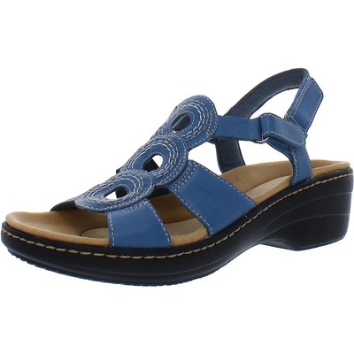 

Женские синие сандалии на танкетке Clarks Merliah Derby 9.5 Narrow (AA,N) BHFO 9673, Blue grey leather, Merliah Derby