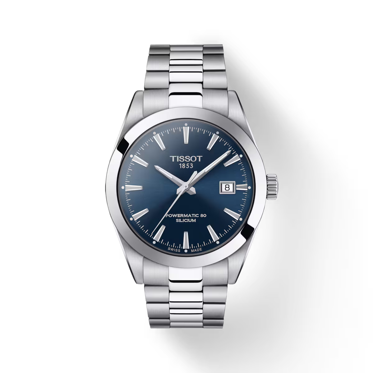 Pre-owned Tissot T-classic Powermatic Silicium 40mm Blue Dial Watch T1274071104100