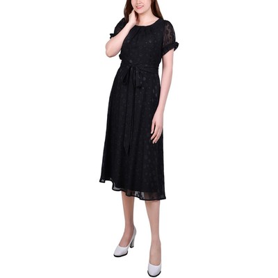 Женское черное шифоновое платье миди длиной до колена Petites PS BHFO 7645 из коллекции NY Collection