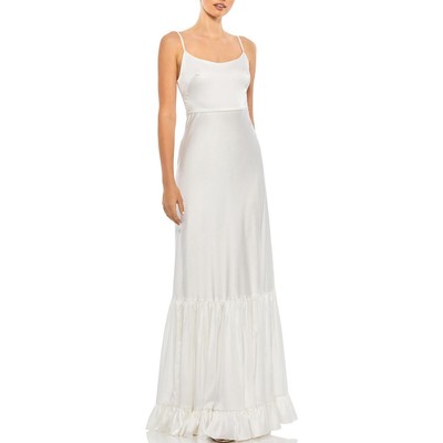 Женское белое вечернее платье Ieena for Mac Duggal с оборками в несколько слоев 0 BHFO 6829