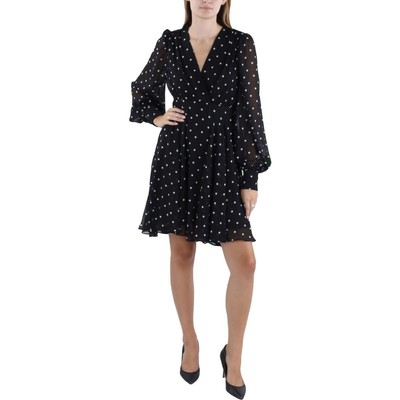 Женское шифоновое коктейльное платье-клеш в горошек от Tommy Hilfiger BHFO 4831