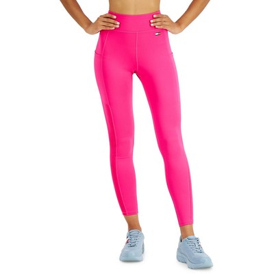 Женские спортивные леггинсы Tommy Hilfiger Sport розового цвета с ребристой вставкой XS BHFO 5658