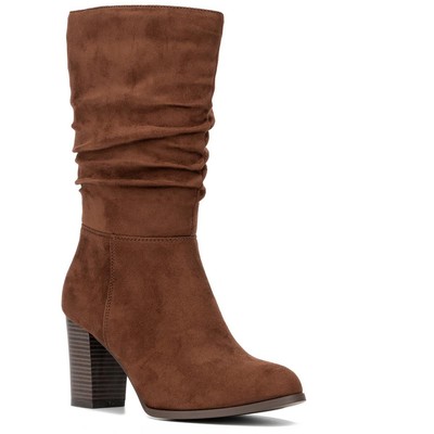 Женские ботинки New York & Company Amena Scrunch Boot коричневого цвета до середины икры BHFO 0651