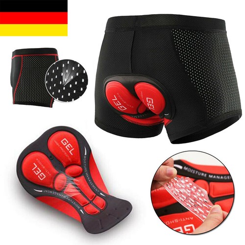 Fahrradhose Herren + 5D Gel Sitzpolster Radlerhose Unterhose Polster MTB Shorts