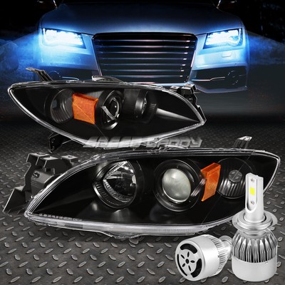 ЧЕРНЫЙ КОРПУС, ЯНТАРНАЯ БОКОВАЯ ФАРА ПРОЕКТОРА + СКРЫТЫЙ СВЕТОДИОД 6000K + ВЕНТИЛЯТОР ДЛЯ 04-09 MAZDA3