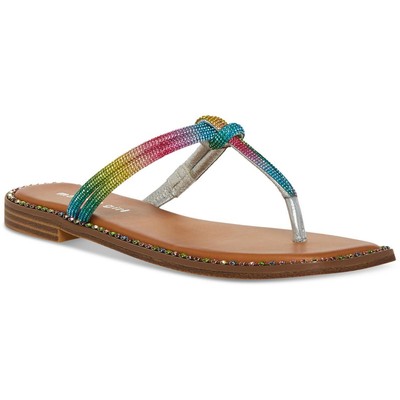 Madden Girl/ женские босоножки на плоской подошве с Т-образным ремешком, украшенные ремешками-стрингами, BHFO 4615