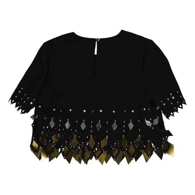 Pre-owned Rabanne Ladies Black Embellished Crop Top