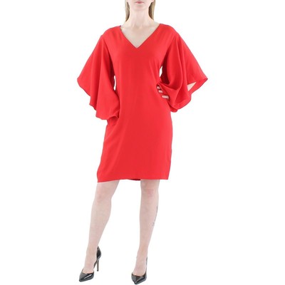 Женское красное трикотажное миди-платье для коктейлей и вечеринок Lauren Ralph Lauren 2 BHFO 4524