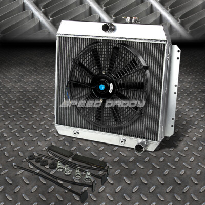 3-РЯДНЫЙ АЛЮМИНИЕВЫЙ РАДИАТОР + 1X 14 ВЕНТИЛЯТОРОВ ЧЕРНОГО ЦВЕТА ДЛЯ 49-54 CHEVY STYLELINE/FLEETLINE V8