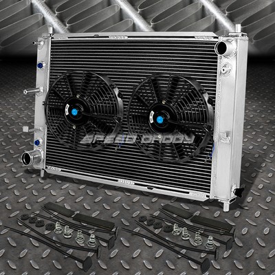 3-РЯДНЫЙ АЛЮМИНИЕВЫЙ РАДИАТОР + КОМПЛЕКТ ИЗ 2-Х ВЕНТИЛЯТОРОВ НА 10 ВЕНТИЛЯТОРОВ ЧЕРНОГО ЦВЕТА ДЛЯ FORD MUSTANG GT/SVT V8 AT 97-04