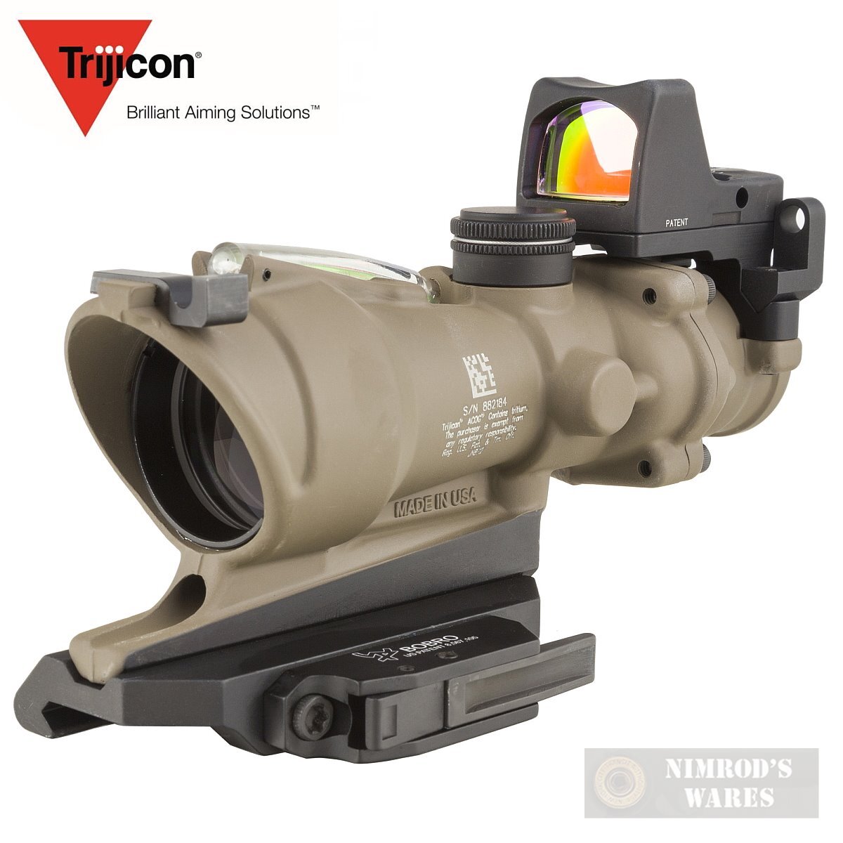 Trijicon ACOG 4x32 ECOS Scope + RMR Green Crosshair Reticle TA31-D-100554