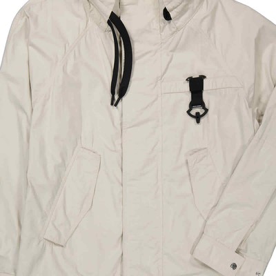 Pre-owned Moncler Men's Slogan Print Hancock Hooded Jacket In Beige