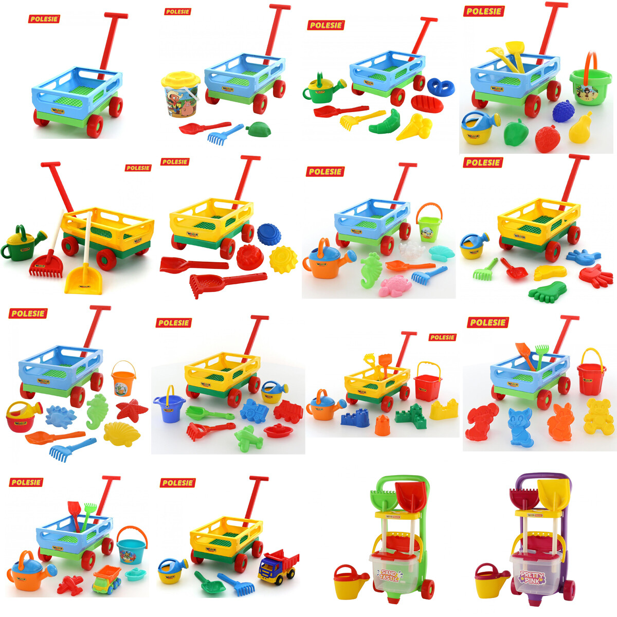 Wader Sand Spielzeug Sandkasten & Strand Handwagen Eimer Formen Gießkanne Kipper