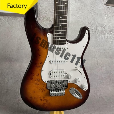 Factory Sunburst ST Electric Guitar Tree Burl Top Floyd Rose Bridge SSH Pickups