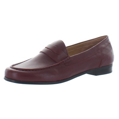 Array Womens Harper Red Leather Moc Toe Loafers Shoes 7.5 Medium (B,M) BHFO 9500