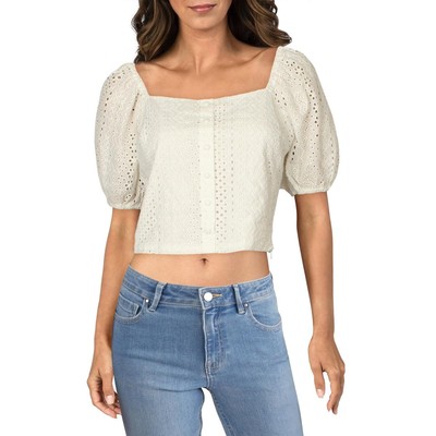 

Женская белая рубашка Lucy Paris с квадратным вырезом и люверсами на пуговицах  BHFO 9548, Белый