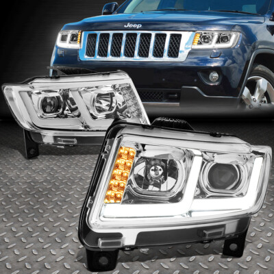 [LED DRL + СИГНАЛ] ДЛЯ ПРОЕКТОРА JEEP GRAND CHEROKEE 11-13 ФАР ХРОМ/ПРОЗРАЧНЫЙ