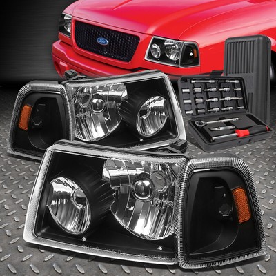 ДЛЯ 01-11 FORD RANGER ЧЕРНЫЙ КОРПУС ЯНТАРНОЙ УГЛОВОЙ ФАРЫ ГОЛОВНОГО СВЕТА + НАБОР ИНСТРУМЕНТОВ