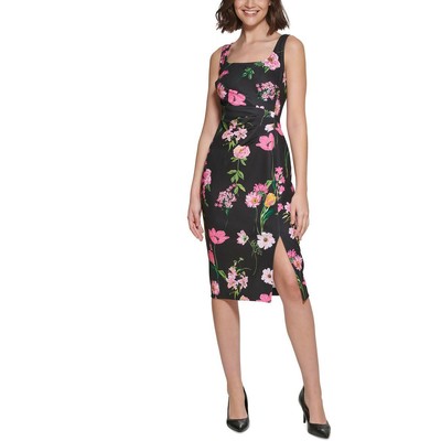 

Женское черное платье-футляр до колен Karl Lagerfeld Paris с цветочным принтом  BHFO 3486, Black multi