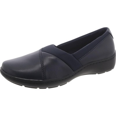 Женские мокасины-слипоны из темно-синей кожи Clarks Cora Charm шириной 9,5 см (C, D, W) BHFO 7376