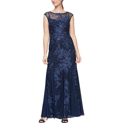 Alex Evenings Женское темно-синее вышитое длинное официальное вечернее платье с вышивкой 4 BHFO 1603