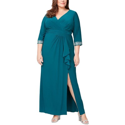 Alex Evenings Женское зеленое вечернее платье из матового джерси Plus 22W BHFO 0985