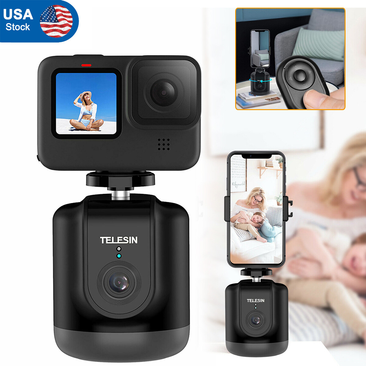 Auto Tracking Tripod with Remote TELESIN Smart Selfie Stick 