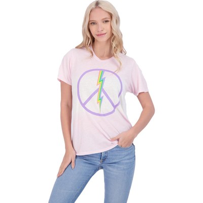 Женская розовая футболка с круглым вырезом Lauren Moshi в стиле Электрик Peace Top M BHFO 8400