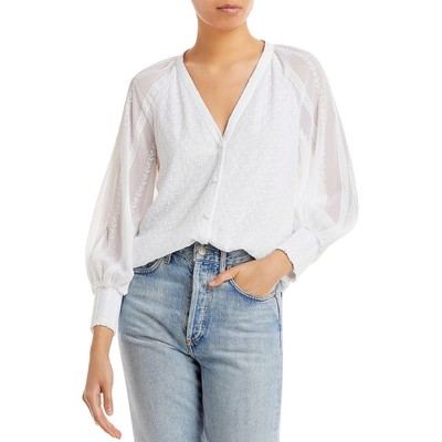 Женская белая блузка Alice and Olivia с петельками и верхней рубашкой на пуговицах S BHFO 1468