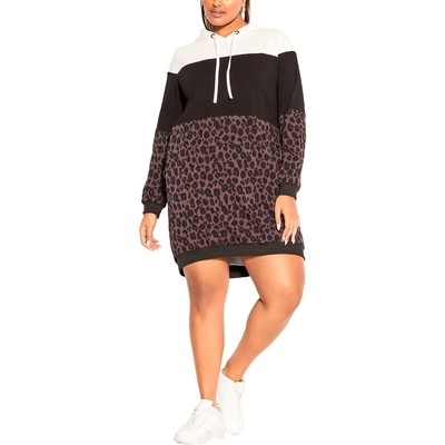 CCX Womens B/W Animal Print Cotton Sweatshirt Dress XXS BHFO 1937