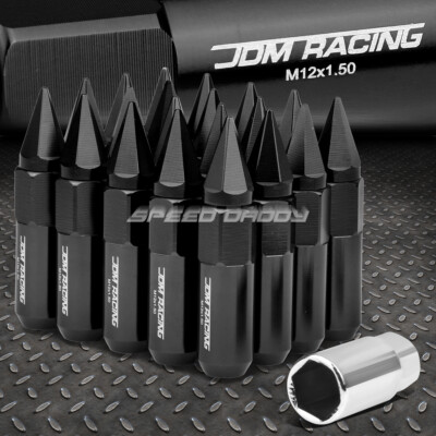 JDM АЛЮМИНИЕВЫЕ ЧЕРНЫЕ ГАЙКИ С ШИПАМИ + АДАПТЕР 20 ШТ./КОМПЛ. M12X1.5 ДИАМЕТРОМ 20 ММ/ВЫСОТОЙ 90 ММ