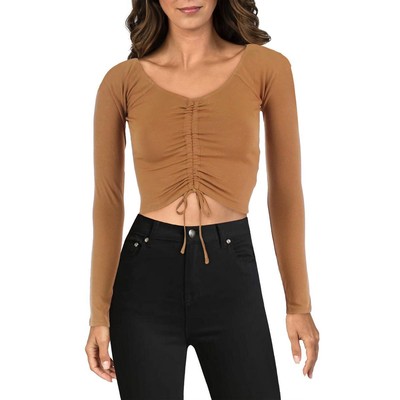 Укороченный топ с длинными рукавами и рюшами спереди на завязках для женщин Madden Girl