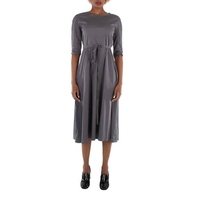 Pre-owned Max Mara Ladies Medium Grey Sonia Cotton-blend Midi Dress, Brand Size 40 (us