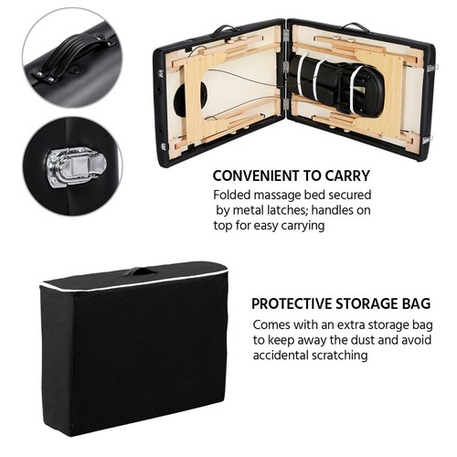 Portable Massage Table Adjustable Facial Salon Bed 2 Fold Tattoo Lash Table Bed