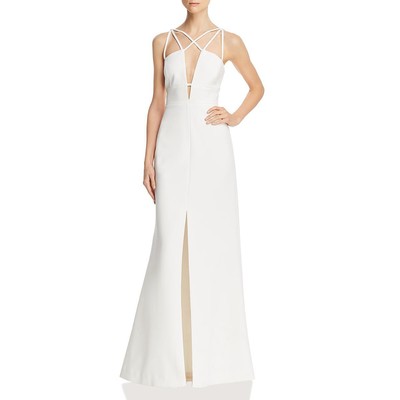 BCBGMAXAZRIA Женское вечернее платье Padma цвета слоновой кости с ремешками и разрезом 6 BHFO 0351