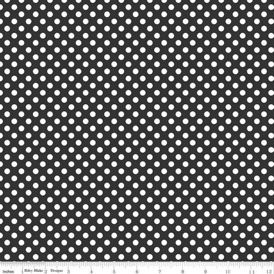 Fat Quarter Riley Blake Small 1/4'' Polka Dot Black Cotton Quilting Fabric