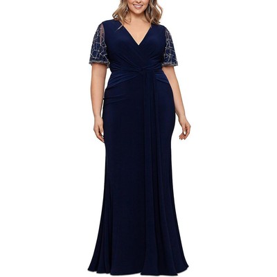 

Женское темно-синее вечернее платье макси с украшением темно-синего цвета Betsy - Adam плюс 16 Вт BHFO 3485, Navy/silver
