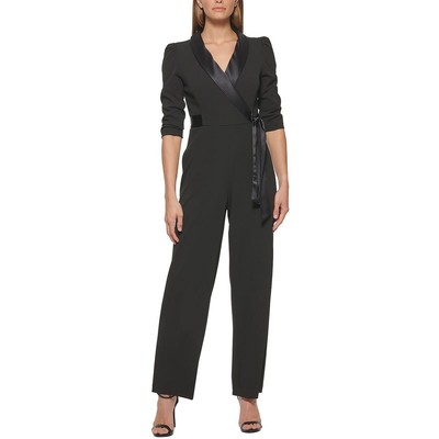 DKNY Womens Black Surplice Formal Side-Tie Jumpsuit 2 BHFO 7429