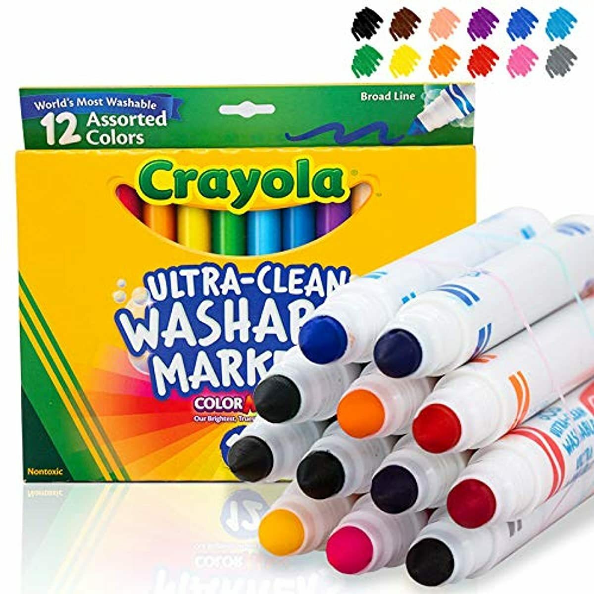 Kids Coloring Kit Crayola Ultra Clean WASHABLE MARKERS, Broad Line, 12 Count+NEW