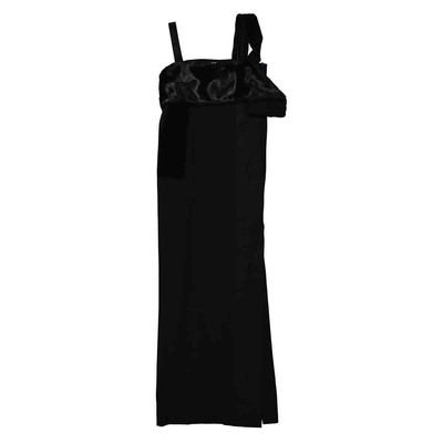 Pre-owned Burberry Ladies Black Faux Fur Detailing Split Velvet Dress