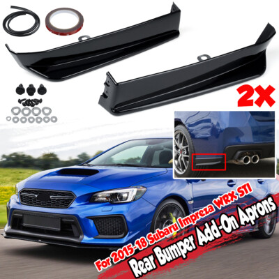 For 15-21 Subaru WRX STI Rear Bumper Aprons Spats Cap ST-Style Glossy Black