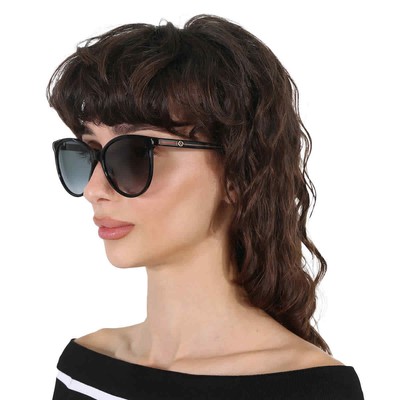 Pre-owned Gucci Grey Cat Eye Ladies Sunglasses Gg0377skn 001 57 Gg0377skn 001 57 In Gray