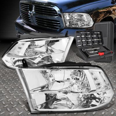 ДЛЯ 09-18 RAM 1500 2500 3500 ХРОМИРОВАННЫЙ КОРПУС, ПРОЗРАЧНАЯ УГЛОВАЯ ФАРА + НАБОР ИНСТРУМЕНТОВ