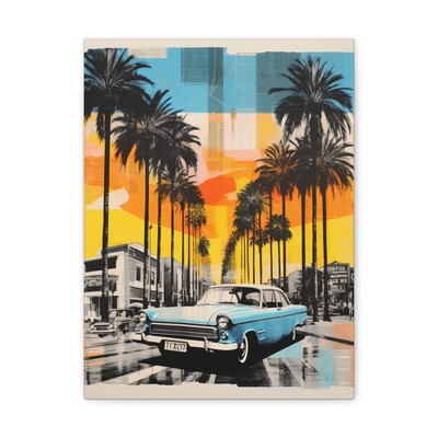 Canvas Gallery Wraps, Urban Canvas: Newspaper Collage Meets LA's Palms